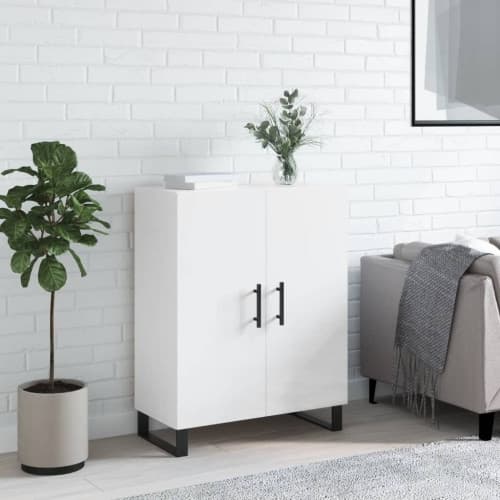 Skänk vit högglans 69,5x34x90 cm konstruerat trä