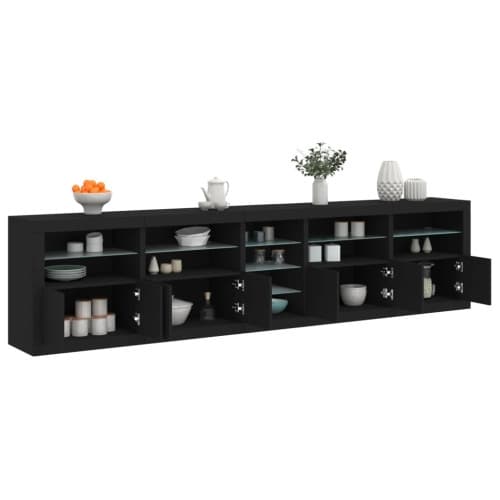 Skänk med LED-belysning svart 283x37x67 cm