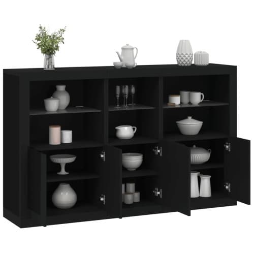 Skänk med LED-belysning svart 162x37x100 cm