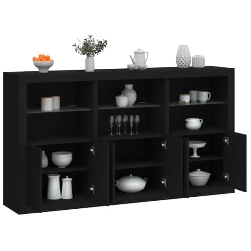 Skänk med LED-belysning svart 181,5x37x100 cm