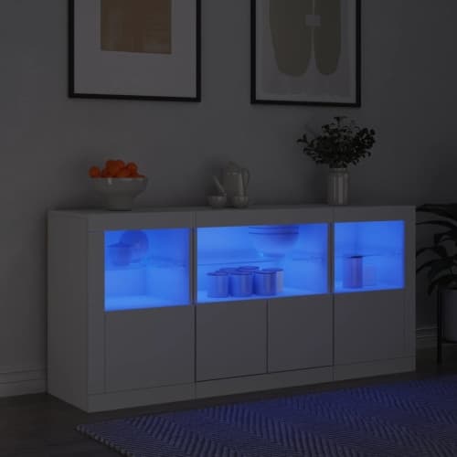 Skänk med LED-belysning vit 142,5x37x67 cm