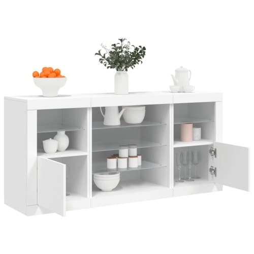 Skänk med LED-belysning vit 142,5x37x67 cm