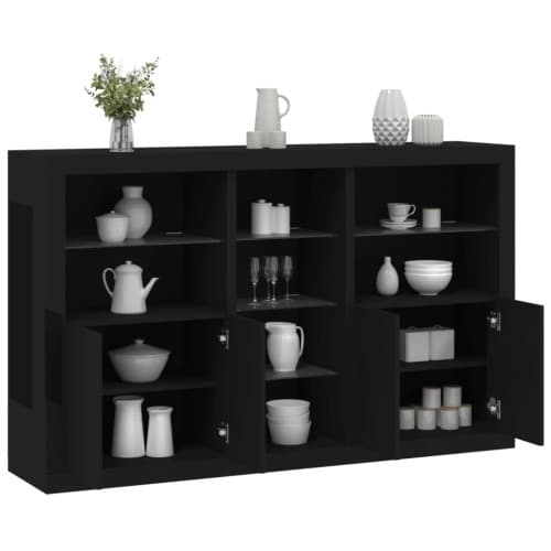 Skänk med LED-belysning svart 162x37x100 cm