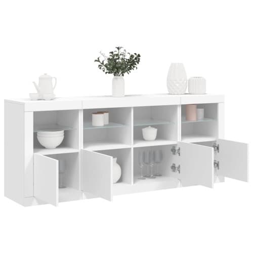 Skänk med LED-belysning vit 163x37x67 cm