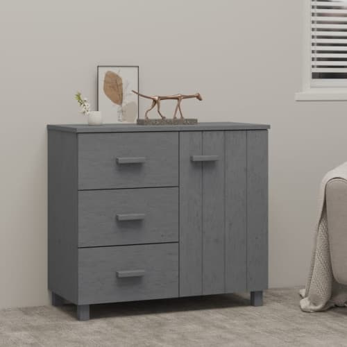 Skänk HAMAR mörkgrå 90x40x80 cm massiv furu