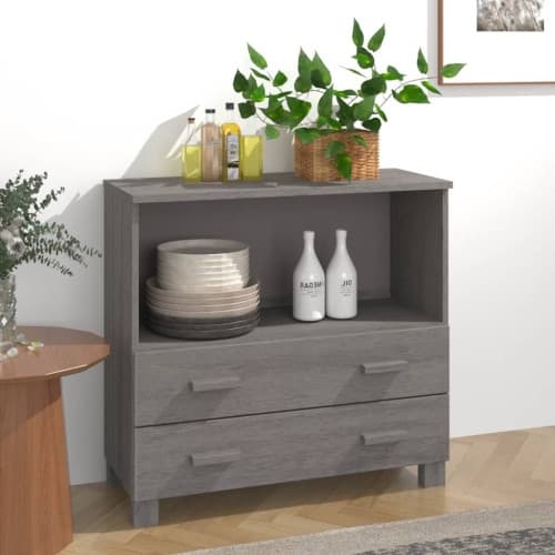 Byrå HAMAR ljusgrå 85x35x80 cm massiv furu