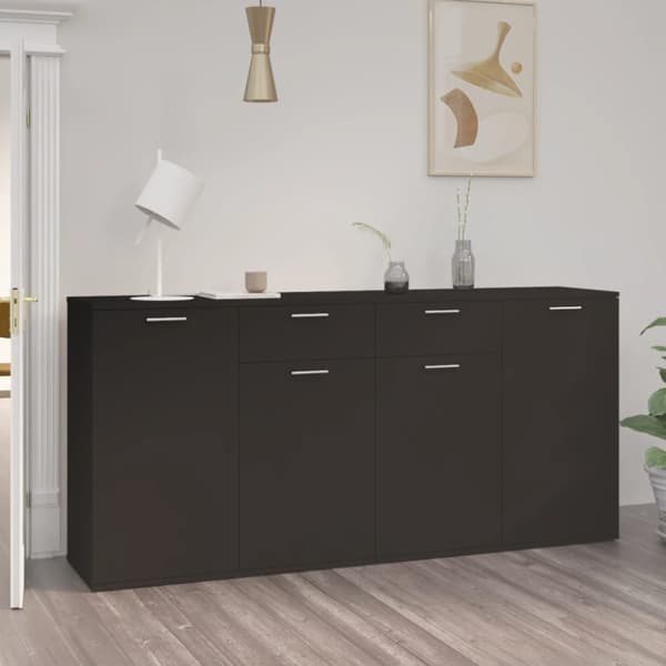 Skänk svart 160x36x75 cm konstruerat trä