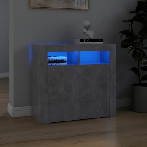 Skänk med LED-belysning betonggrå 80x35x75 cm