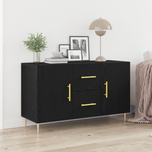 Sideboard svart ek 100x36x60 cm konstruerat trä