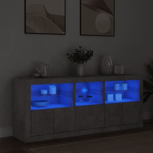 Skänk med LED-belysning betonggrå 162x37x67 cm