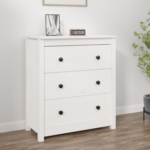 Skänk vit 70x35x80 cm massiv furu