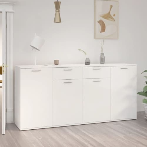 Skänk vit högglans 160x36x75 cm konstruerat trä