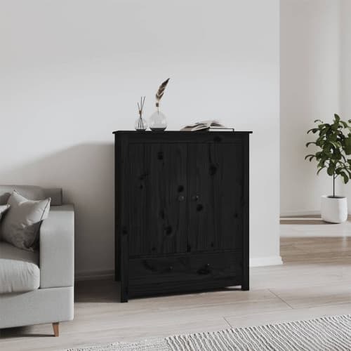 Skänk svart 83x41,5x100 cm massiv furu