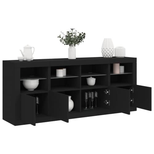 Skänk med LED-belysning svart 163x37x67 cm