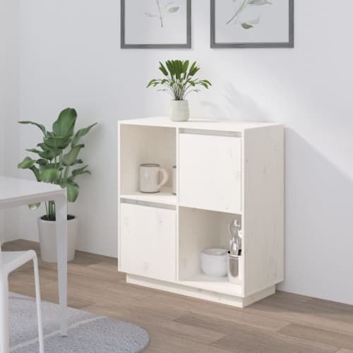 Skänk vit 74x35x80 cm massiv furu