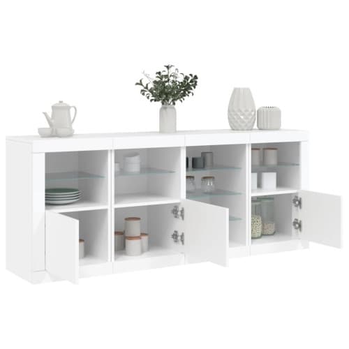 Skänk med LED-belysning vit 164x37x67 cm