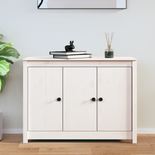 Skänk vit 100x35x74 cm massiv furu