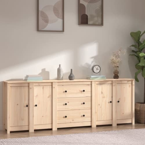 Skänk vit 230x35x80 cm massiv furu