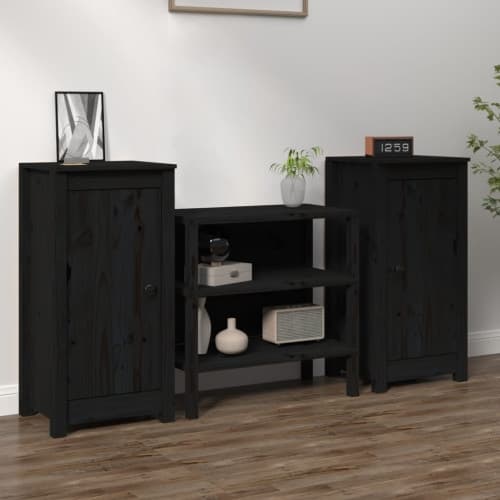 Skänk svart 2 st 39x35x80 cm massiv furu
