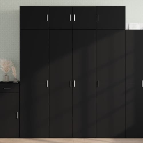Högskåp svart 80x42,5x185 cm konstruerat trä