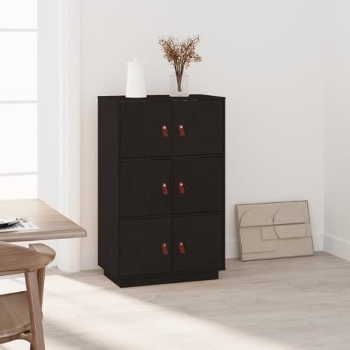 Vitrinskåp svart 67x40x108,5 cm massiv furu
