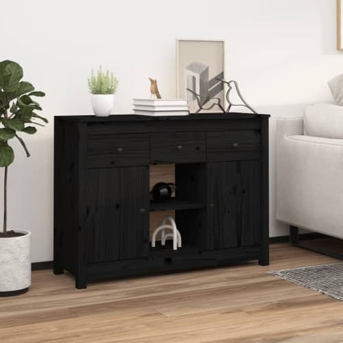 Skänk svart 100x35x74,5 cm massiv furu