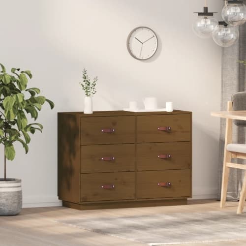 Skänk honungsbrun 100x40x75 cm massiv furu