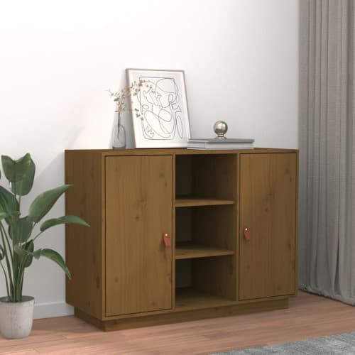 Skänk honungsbrun 100x40x75 cm massiv furu