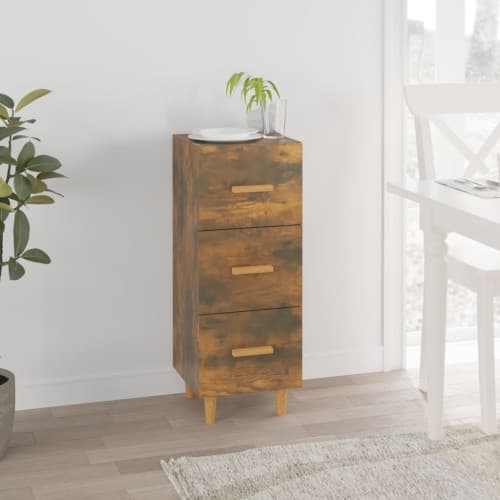 Skänk rökfärgad ek 34,5x34x90 cm konstruerat trä