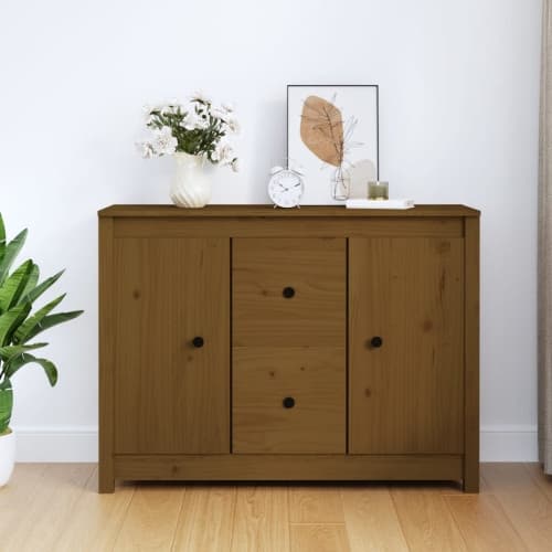Skänk honungsbrun 100x35x74 cm massiv furu