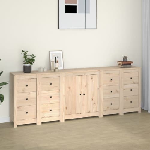 Skänk vit 230x35x80 cm massiv furu