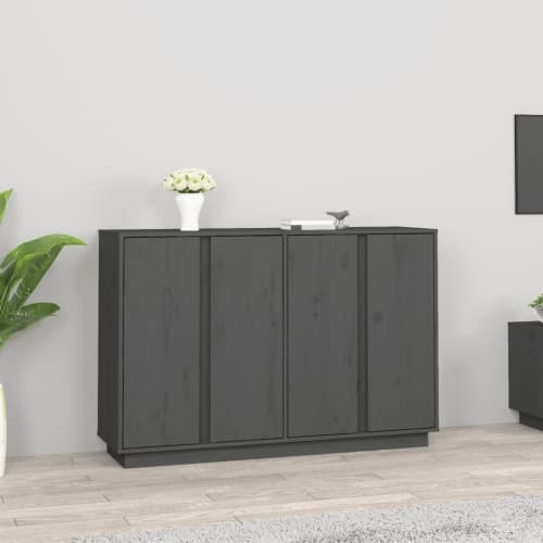 Skåp grå 120x35x80 cm massiv furu