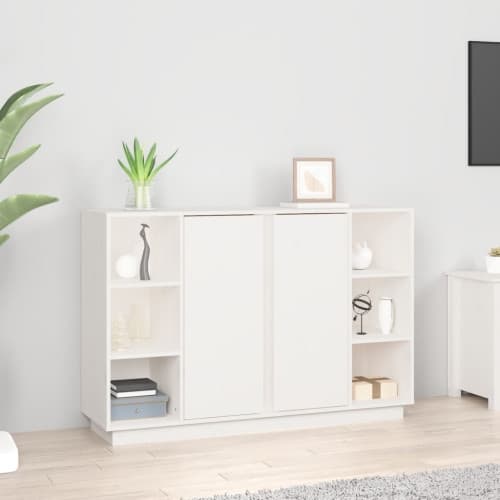 Skänk vit 120x35x80 cm massiv furu