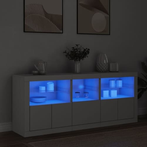 Skänk med LED-belysning vit 162x37x67 cm