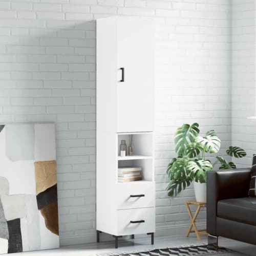 Högskåp vit 34,5x34x180 cm konstruerat trä
