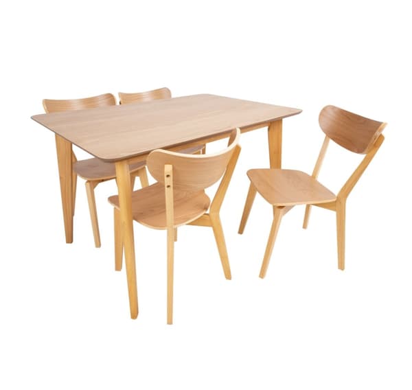 Ruokapöytäsarja ROXBY pöytä 120x80xH76cm, 4 tuolia (AC91520 ), tammi