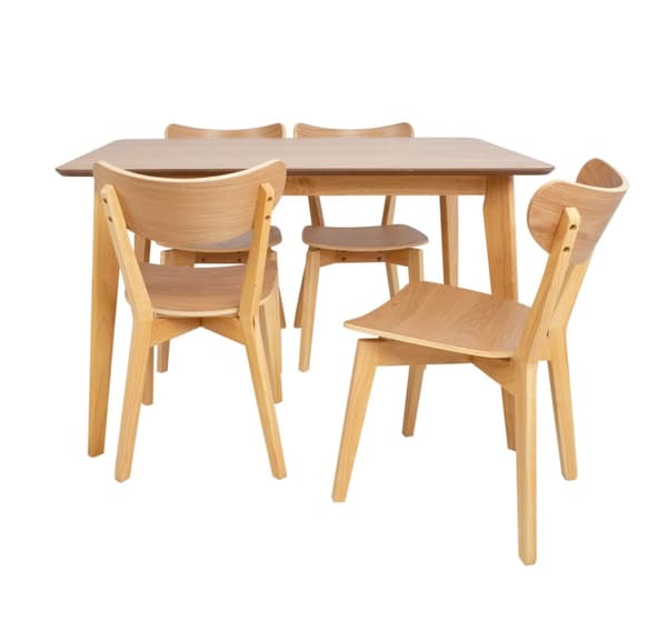 Ruokapöytäsarja ROXBY pöytä 120x80xH76cm, 4 tuolia (AC91520 ), tammi