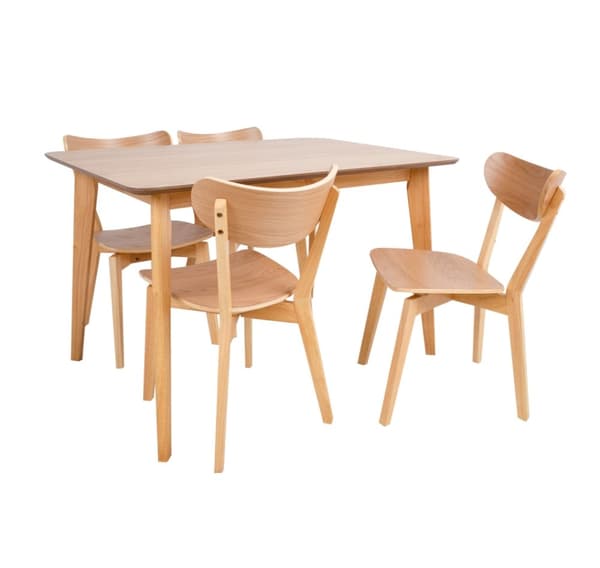 Ruokapöytäsarja ROXBY pöytä 120x80xH76cm, 4 tuolia (AC91520 ), tammi