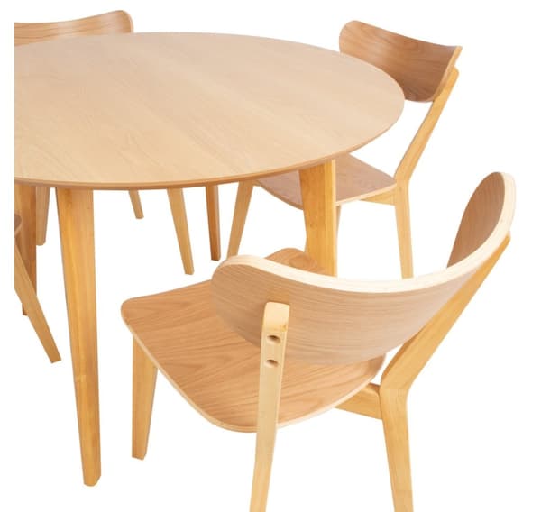 Ruokapöytäsarja ROXBY pyöreä pöytä D105xH76cm, 4 tuolia (AC91520), tammi