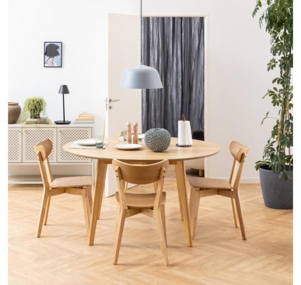 Ruokapöytäsarja ROXBY pyöreä pöytä D105xH76cm, 4 tuolia (AC91520), tammi