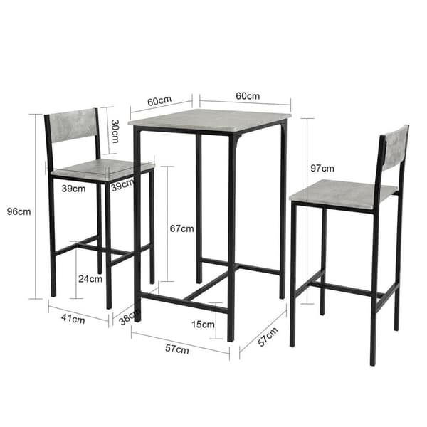 Barbord Set, OGT27-HG, 60x97x60 cm, Grå
