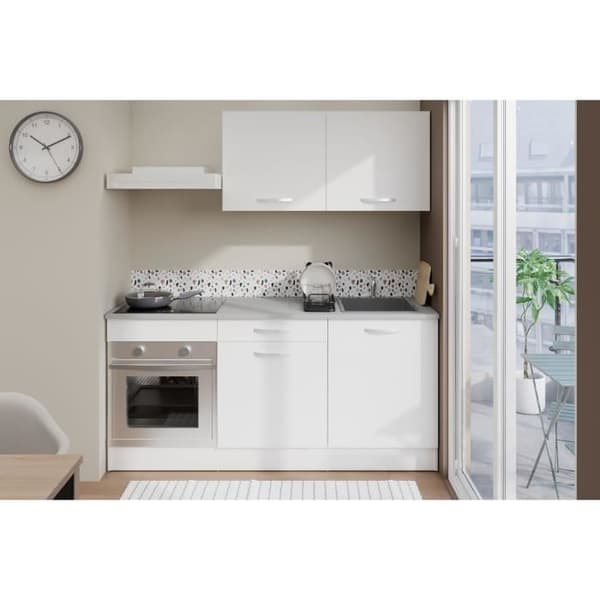 OSLO komplett kök - L 180cm - Matt Vit - Bänkskiva medföljer
