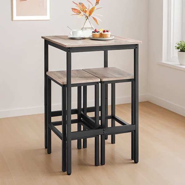 Bartbord med barstol-set, VASAGLE LBT017B01, 60x60x90 cm, 30x40x65 cm, Svart