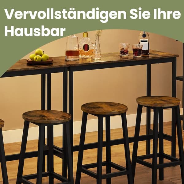 Bartbordsset, VASAGLE LBT219B01, 40x100x90 cm, Brun Svart