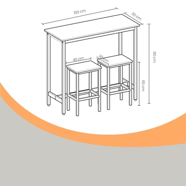 Matservis, VASAGLE LBT218B01, 100x40x90 cm, Svart