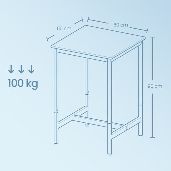 Barbord, VASAGLE LBT025B02, 60x60x92 cm, Svart