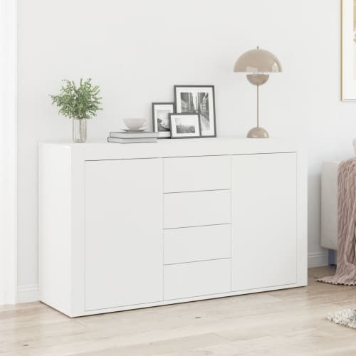 Vit Sideboard Vit Trä 120 x 36 x 69 cm Förvaring Vit Sideboard