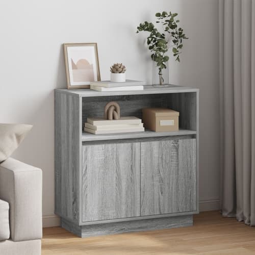 Sideboard med LED Grå Sonoma 71x34,5x75 cm Konstruerat trä