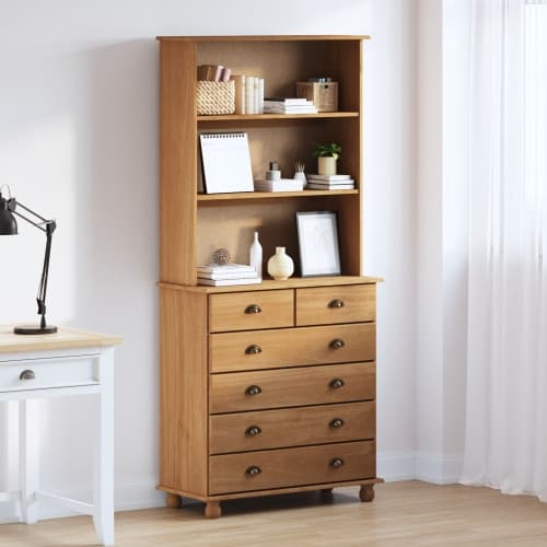 Hutch “ASKIM” Honung brun 91x40x199.5 cm Massiv trä Furu, vidaXL Hutch "ASKIM" 91x30x104 cm Massiv trä Furu, vidaXL Byrå "ASKIM" 91x40x95.5 cm Massiv