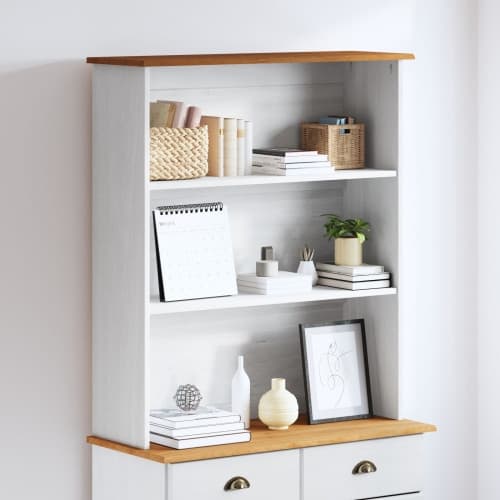 Hutch "ASKIM" Vit 91x30x104 cm Solid Trä Furu